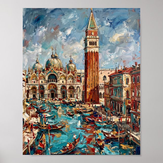 Venedig Affisch Lyx Abstrakt Oljemålning (Framsidan)