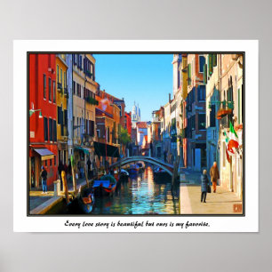 Venedig Alley med Kärlek-citat Poster