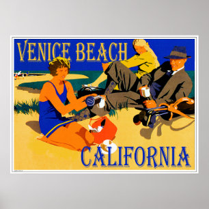 Venedig Beach California Retro Beach 1920-talet Poster
