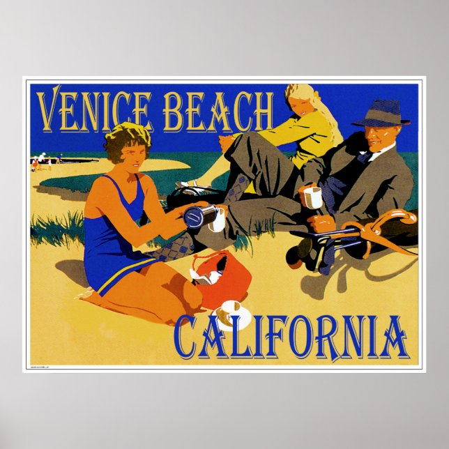 Venedig Beach California Retro Beach 1920-talet Poster (Framsidan)