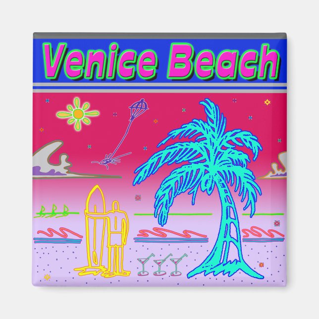 ’Venedig Beach’ Surfer Magnet (Framsidan)