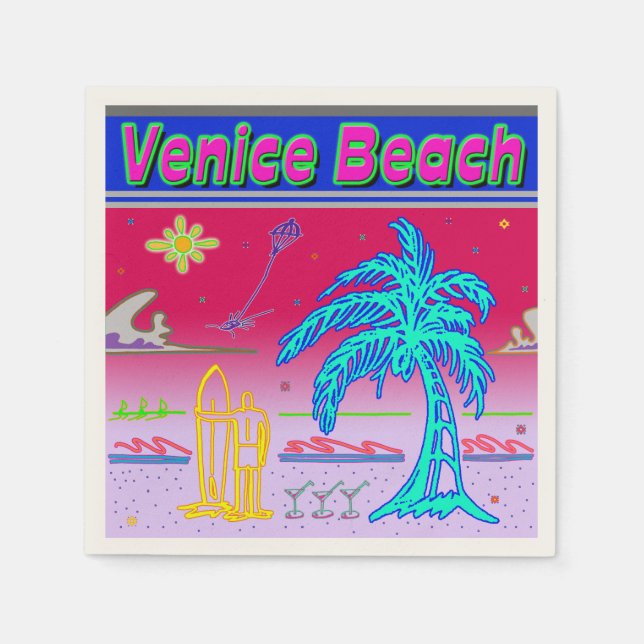 ’Venedig Beach’ Surfer Napkins Pappersservett (Framsidan)