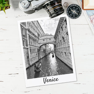 Venedig Bron med svart, vitt med gondolier Vykort