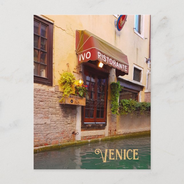 Venedig Canal Architecture Ristorante Street Vykort (Framsida)