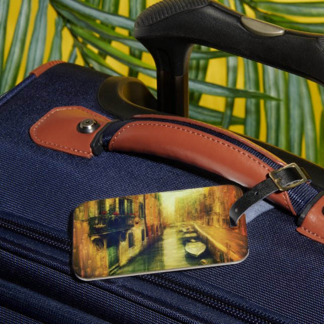 Venedig Canal Balcony Painting Bagagebricka (Framsida Insitu 3)