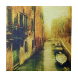 Venedig Canal Balcony Painting Kakelplatta