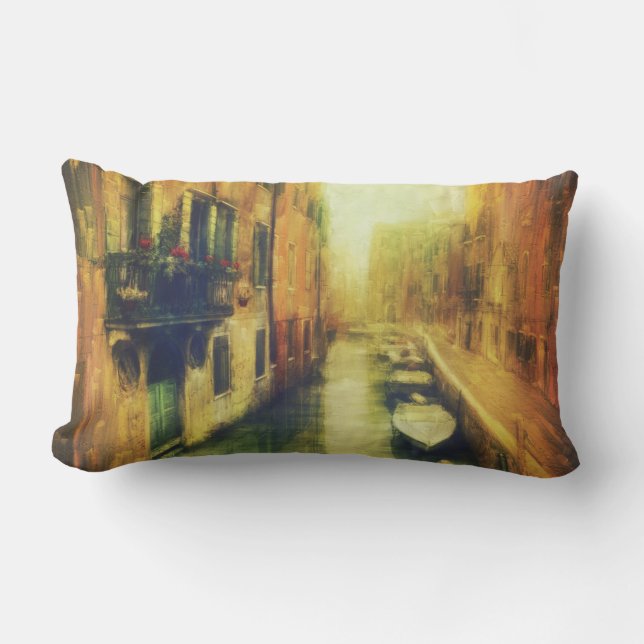 Venedig Canal Balcony Painting Lumbarkudde (Framsida)