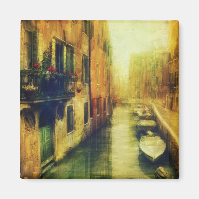 Venedig Canal Balcony Painting Magnet (Framsidan)