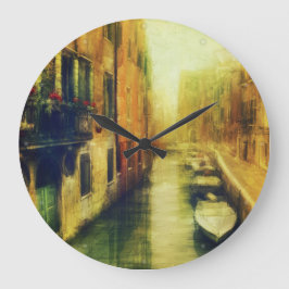 Venedig Canal Balcony Painting Stor Klocka