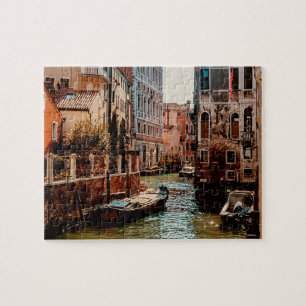 Venedig Canal Gondolas i Italien Fotografi Pussel