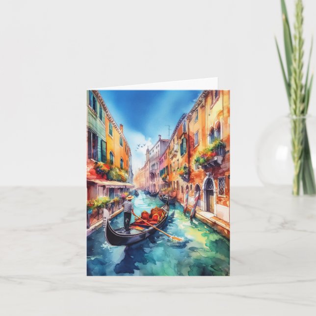 Venedig Canals Italien Watercolor Kort (Framsida)