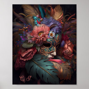Venedig Carnival-Blommigtar Poster
