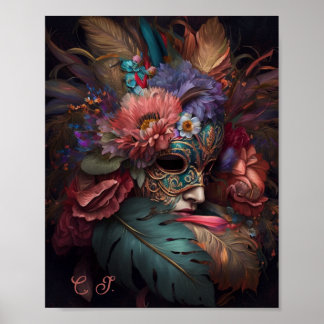 Venedig Carnival-Blommigtar Poster