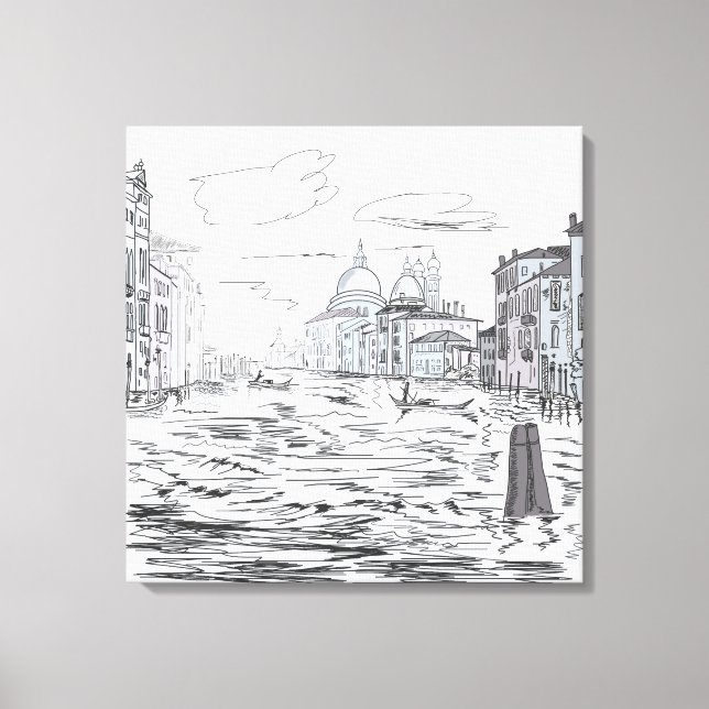 Venedig City på Vatten Fraktas Byggnad Canvastryck (Framsida)