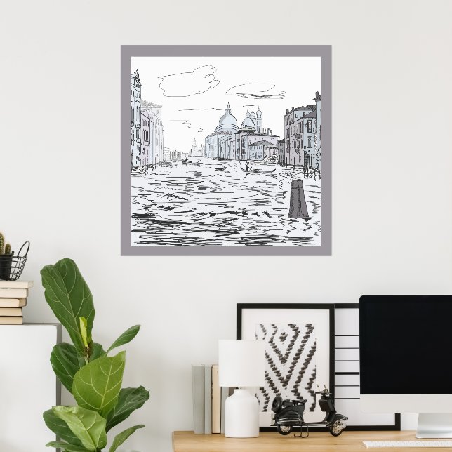 Venedig City på Vatten Fraktas Byggnad Poster (Hemmakontoret)