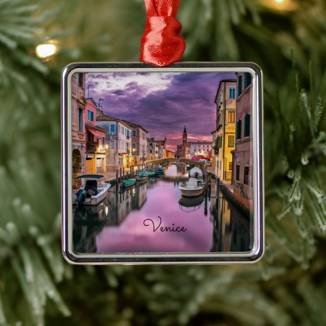 Venedig, färgglad landskapsfotografi,  julgransprydnad metall (Träd)