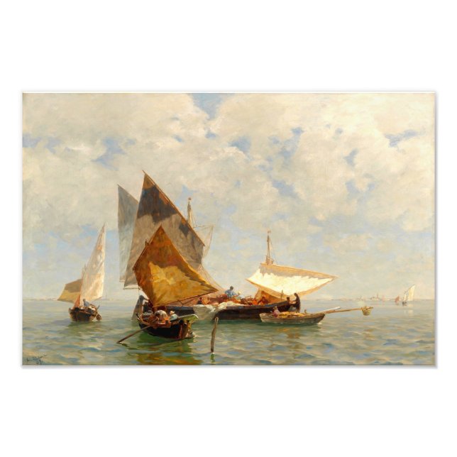 Venedig, fiskebåt i lagunen  fototryck (Framsidan)