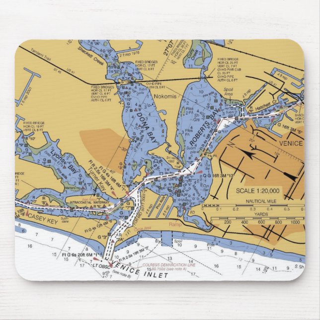 Venedig Florida den nautiska hamnen kartlägger Musmatta (Framsidan)