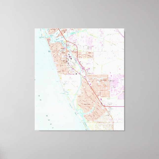 Venedig Florida Karta (1973) Canvastryck (Framsida)