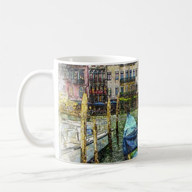 Venedig Gondol Målningsscen Kaffemugg (Vänster)