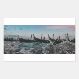 Venedig. Gondolas. Italien Rektangulärt Klistermärke