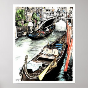 Venedig gondoler poster