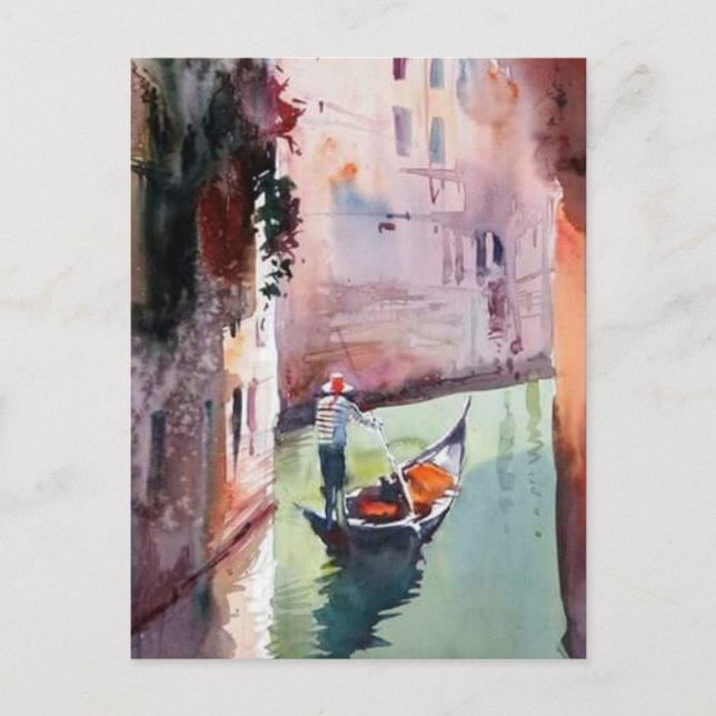 Venedig, gondolier, gondola, Venetian stil Canvas Vykort (Framsida)