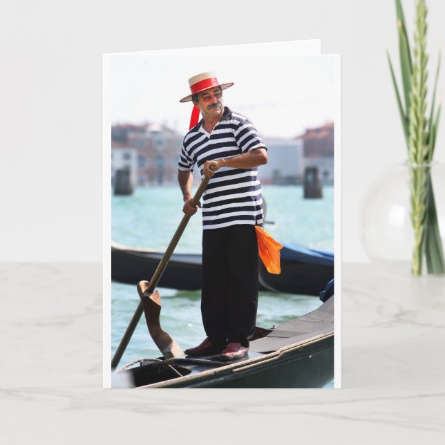 VENEDIG GONDOLIER MED HANS HATT KORT (Framsida)