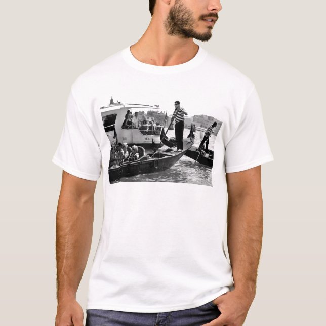 VENEDIG GONDOLIERS I SVARTVITT TEE (Framsida)