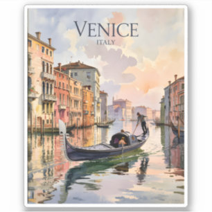 Venedig Gondolutflytt Vattenfärg Kanal Färgrik Klistermärken