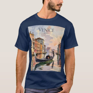 Venedig Gondolutflytt Vattenfärg Kanal Färgrik T Shirt