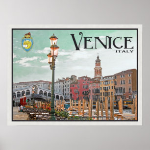 Venedig - Grand Canal och Rialto Bridge Poster