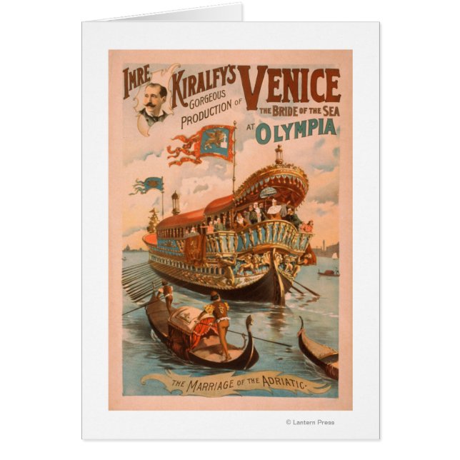 Venedig, havsbriden vid Olympia Gondolas 3 Hälsningskort (Framsidan)