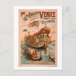 Venedig, havsbriden vid Olympia Gondolas 3 Vykort
