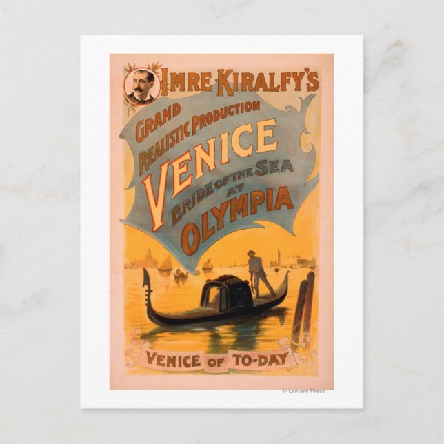Venedig, havsbriden vid Olympia Gondolas Vykort (Framsida)