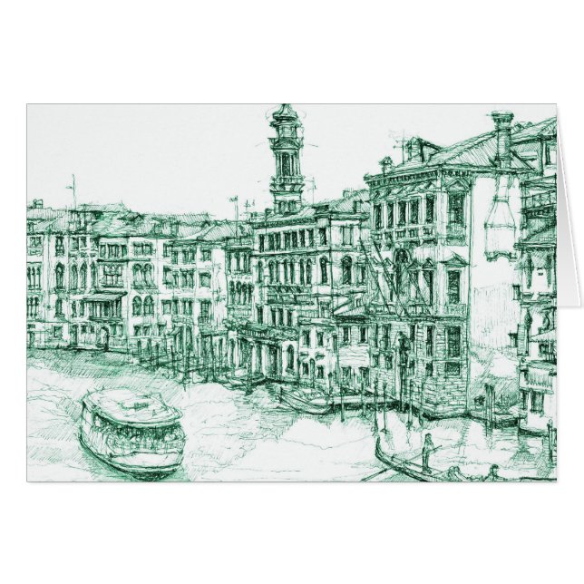 Venedig i grönt bläck OBS kort (Framsidan Horizontal)