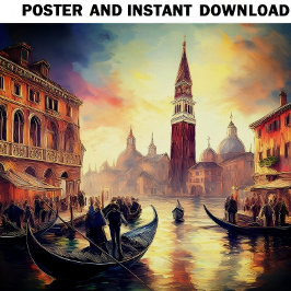Venedig i Sunset med Gondolas på Grand Canal | Perfect Poster