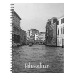 Venedig i svart-vit spiral foto anteckningsbok