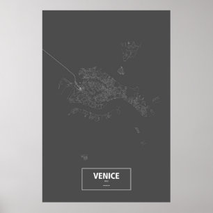 Venedig (Island), Italien (vit på svart) Poster