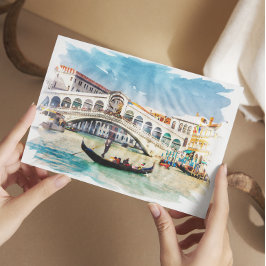 Venedig, Italien - Akvarell Vykort