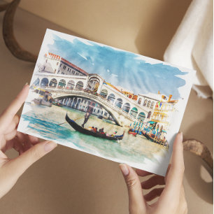 Venedig, Italien - Akvarell Vykort