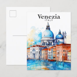 Venedig Italien Akvarellmålning Resa Vykort