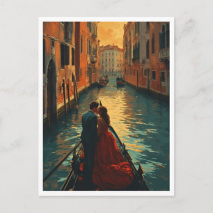 Venedig Italien Älskande Gondol Kanal Romantisk Fä Vykort
