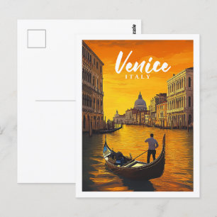 Venedig Italien Berömd Travel Ställe Vykort