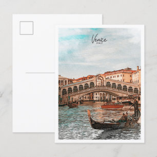Venedig Italien Bevacker Färg Sketch liggande Vykort