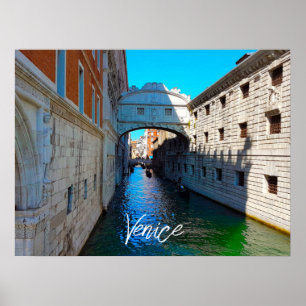 Venedig Italien Bridge of Sighs Canal Boat Travel Poster