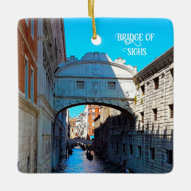Venedig Italien Bridge of Sighs Canal Travel Julgransprydnad Keramik (Framsida)