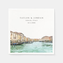 Venedig Italien Bröllop Papper Cocktail Napkin Pappersservett