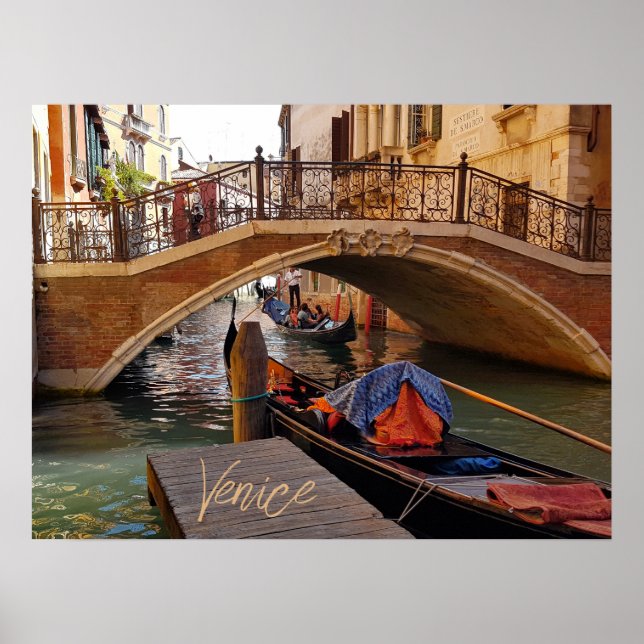 Venedig Italien Canal Boat Travel Poster (Framsidan)