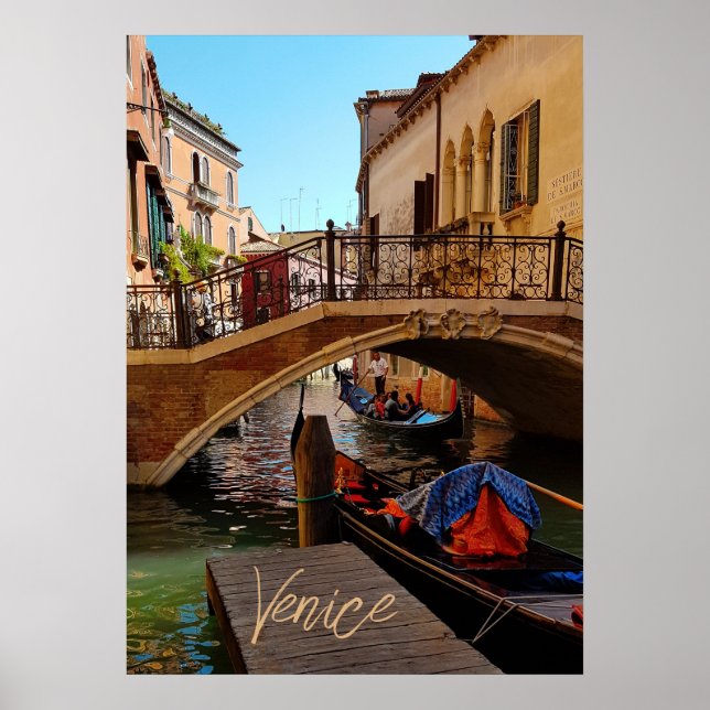 Venedig Italien Canal Bridge Boat Travel Poster (Framsidan)